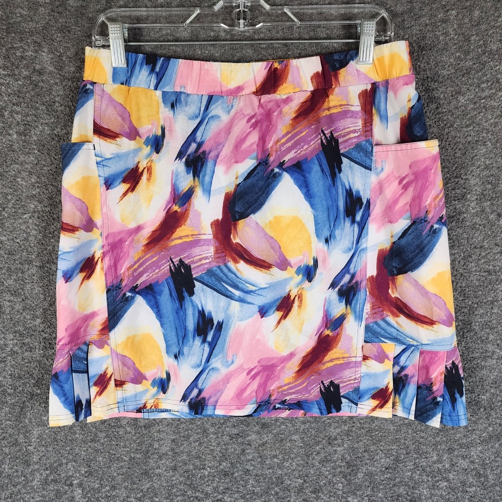 Chico's Skort Womens 4 Abstract Multicolor Pockets Pleated EUC